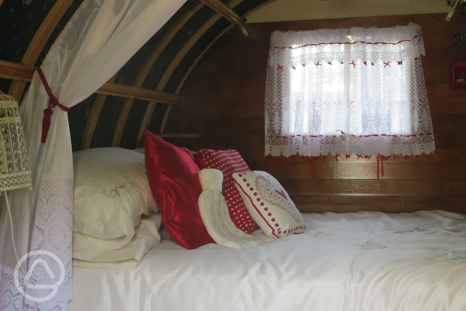 Bed inside caravan