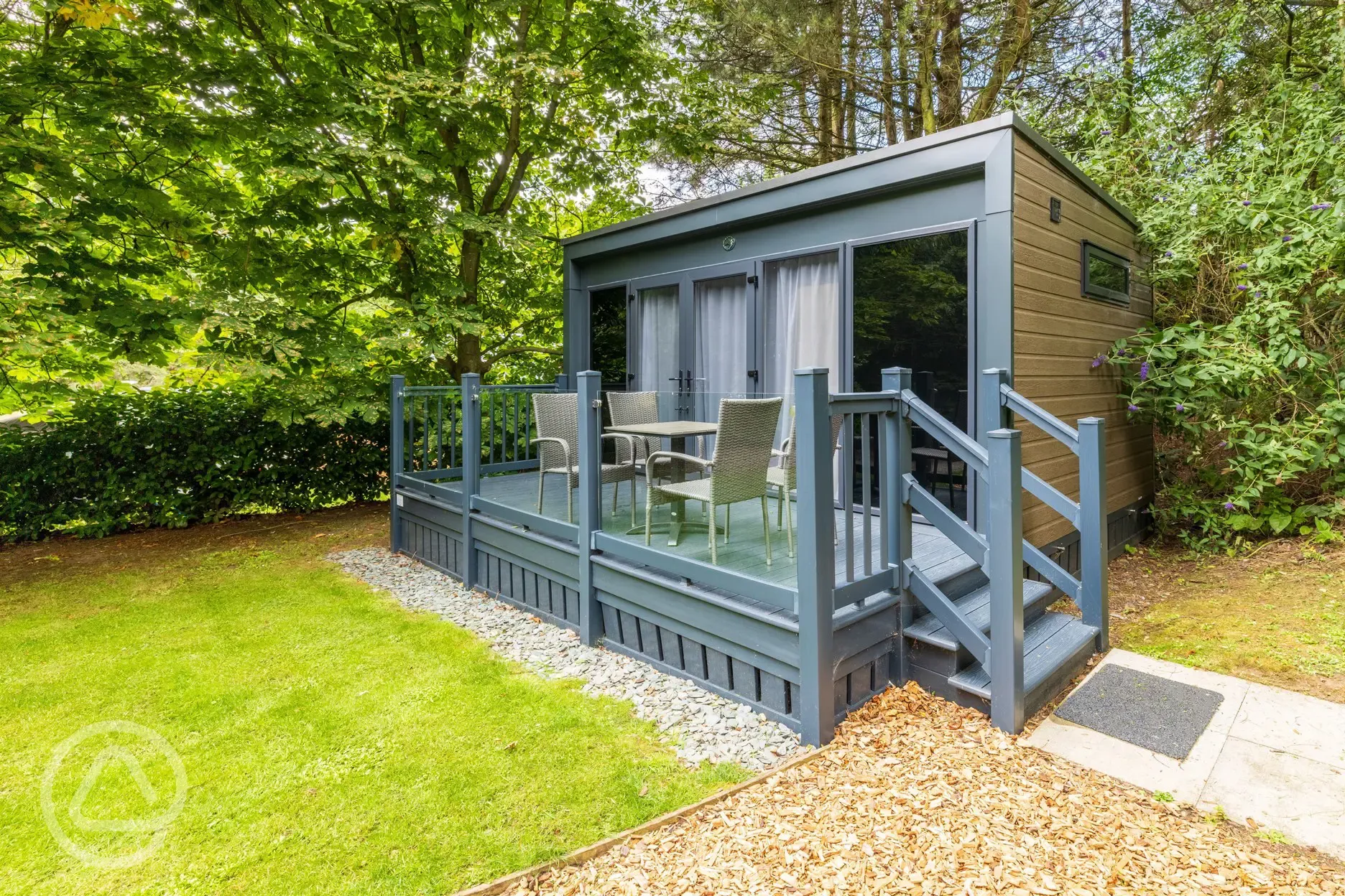 Studio pod ensuite cabin with private decking and outdoor seating Studio pod ensuite cabin with private decking and outdoor seating