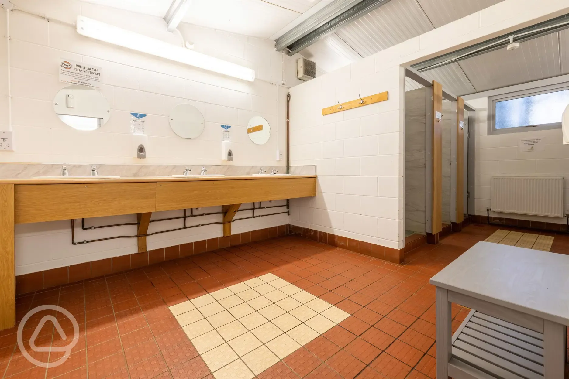 Communal sinks in the shower and toilet blocks Communal sinks in the shower and toilet blocks