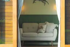 Oakley horsebox living area looking out at Nurseries Caravan Park Oakley horsebox living area looking out at Nurseries Caravan Park