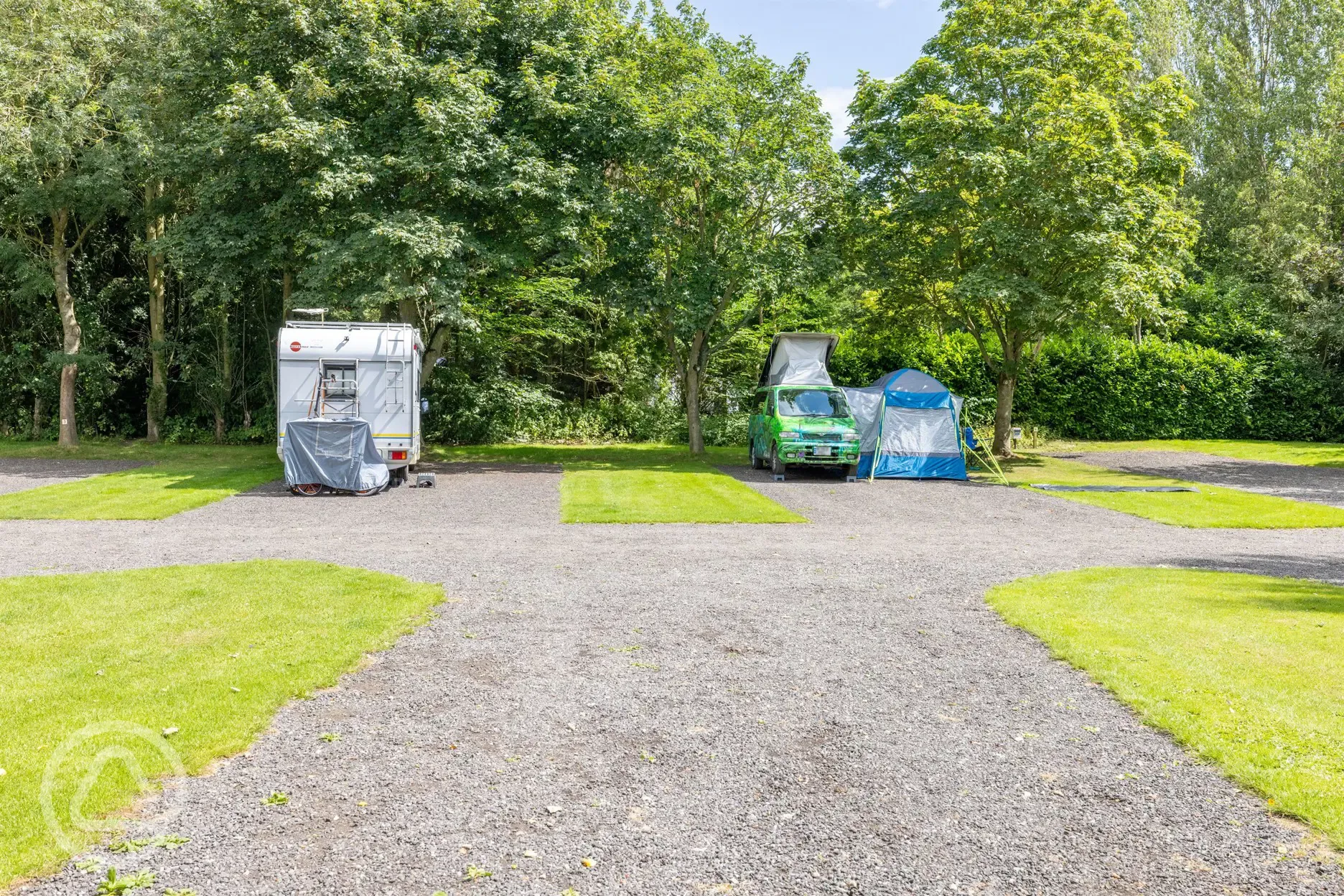 Electric hardstanding super pitches with an area for one parked car Electric hardstanding super pitches with an area for one parked car