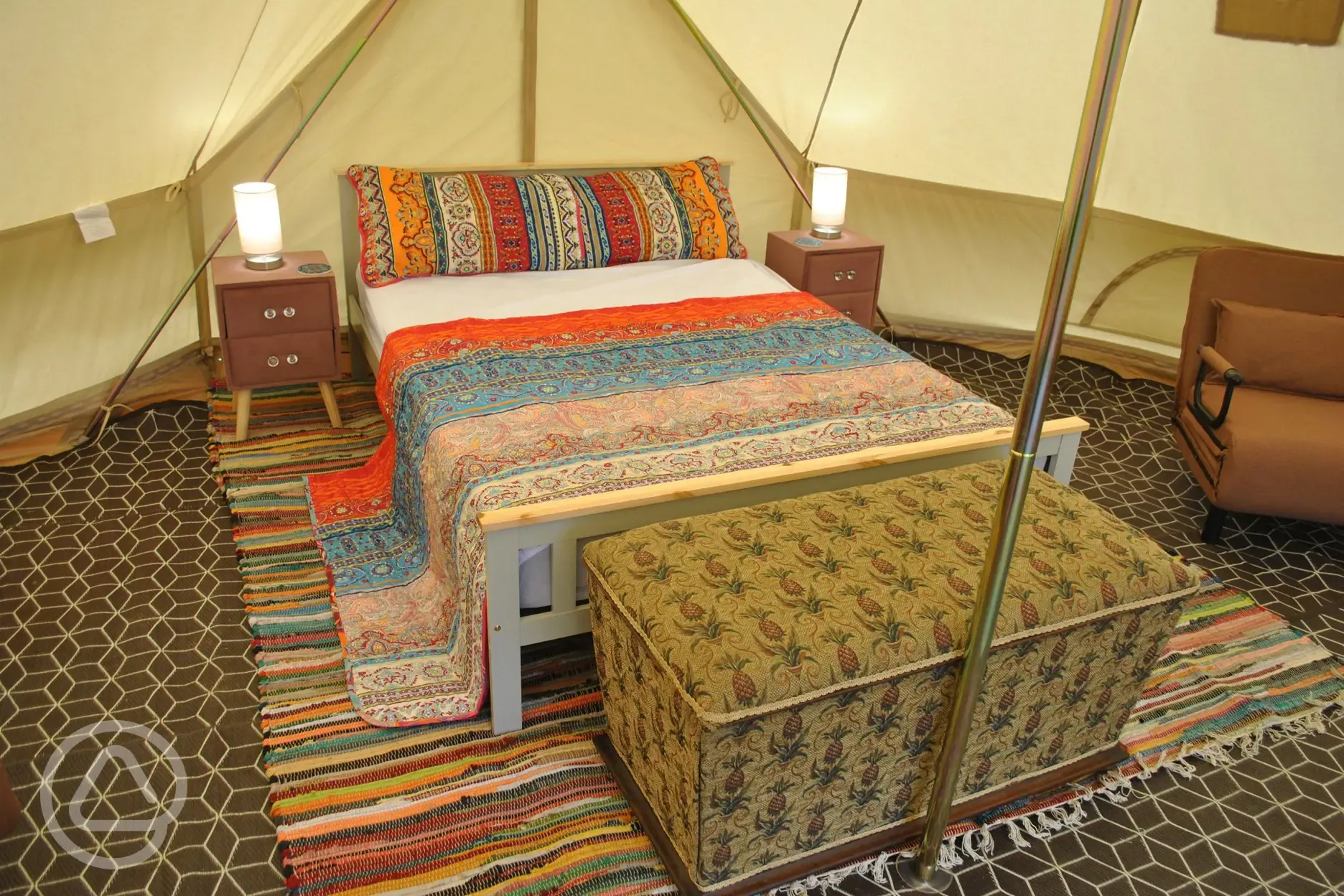 Rental Glamping Bell tent interior