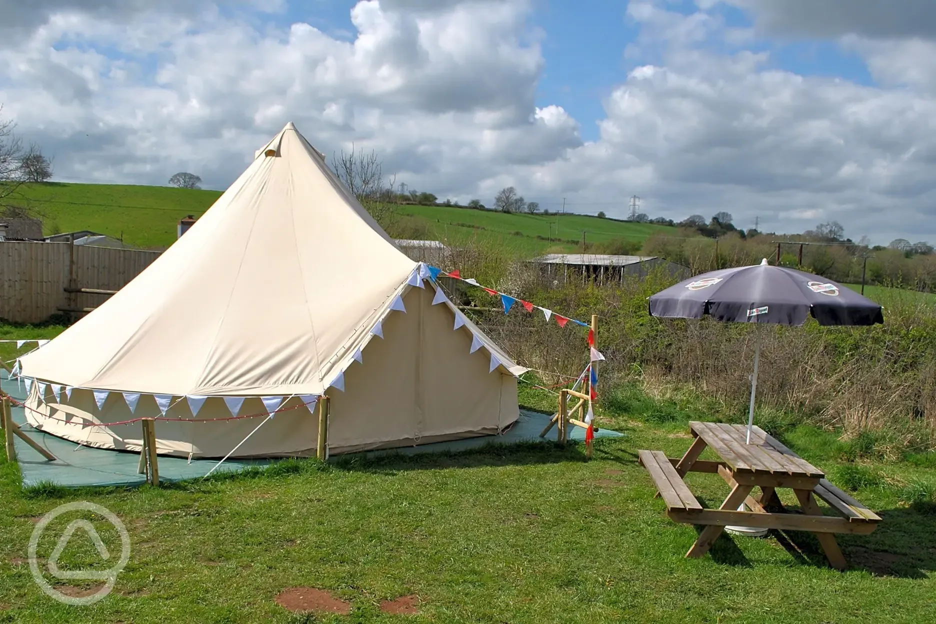 Bell tent and outdoor seating