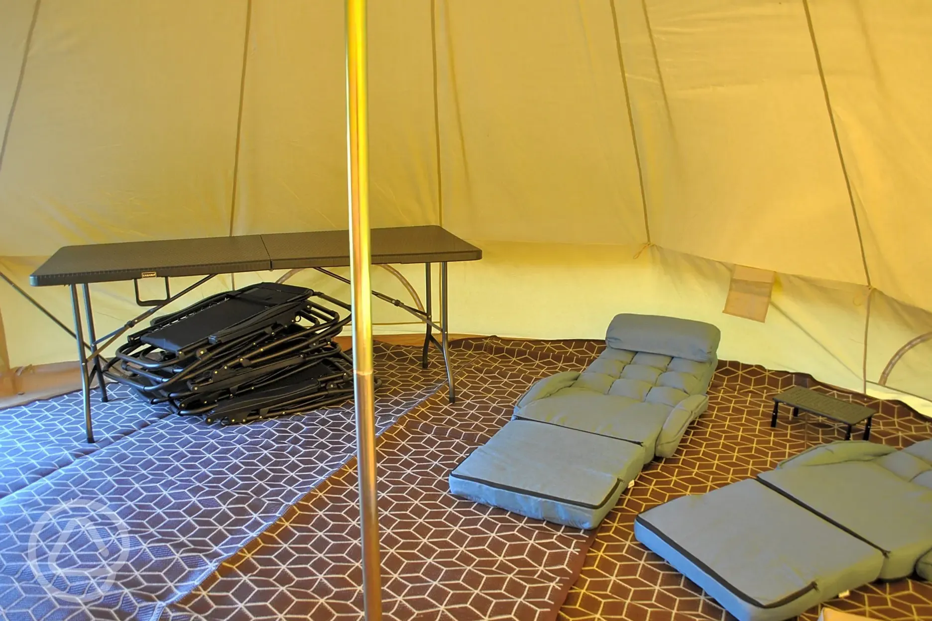 Bell tent single futon beds