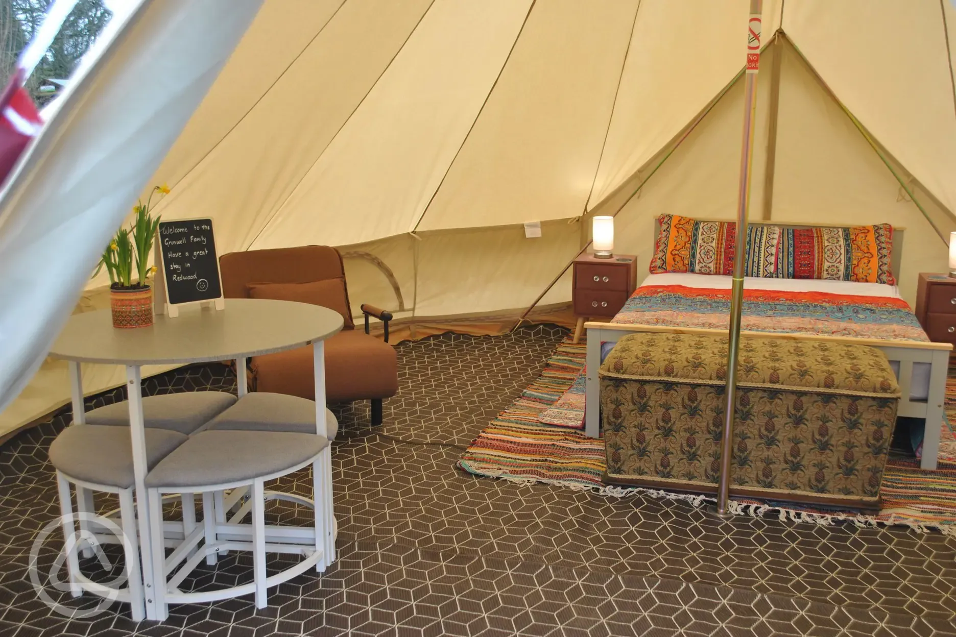 Rental Glamping Bell tent interior