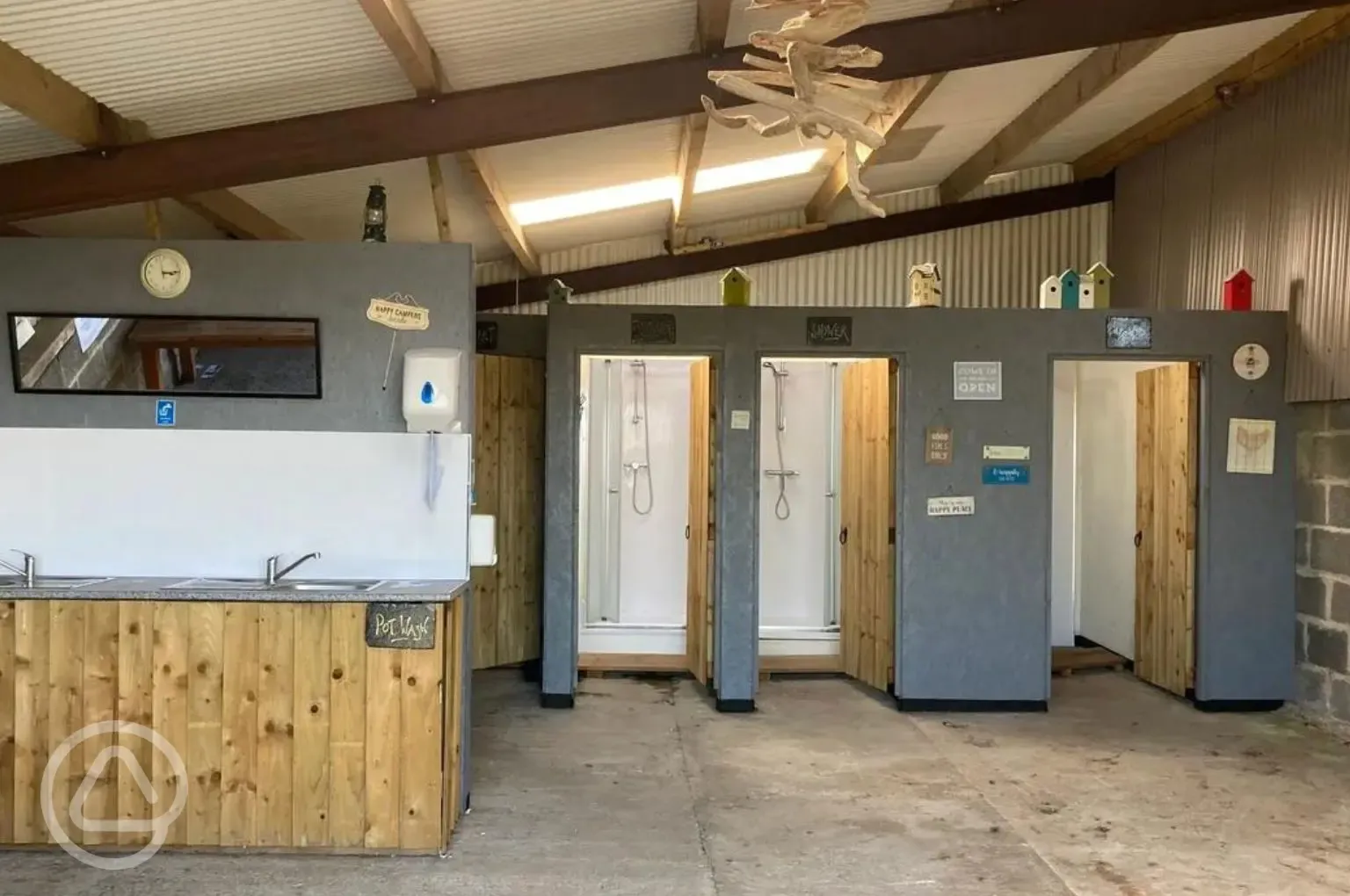 Shower facilities at Big Barn Camping