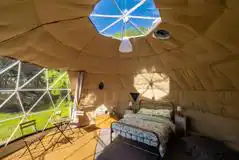 Woodland glamping dome interior