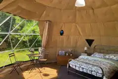 Woodland glamping dome interior