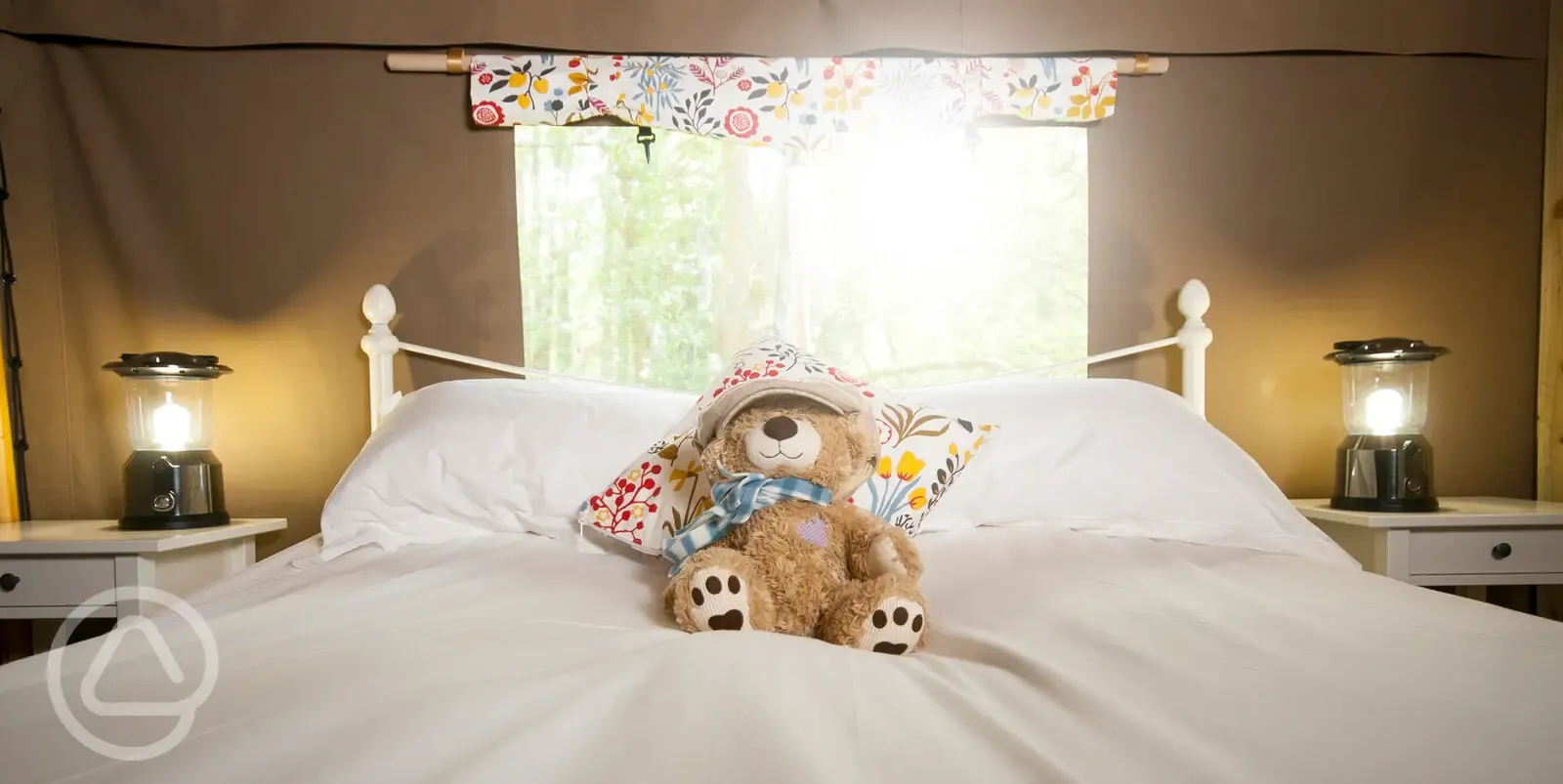 Bed with teddy at Felin Geri