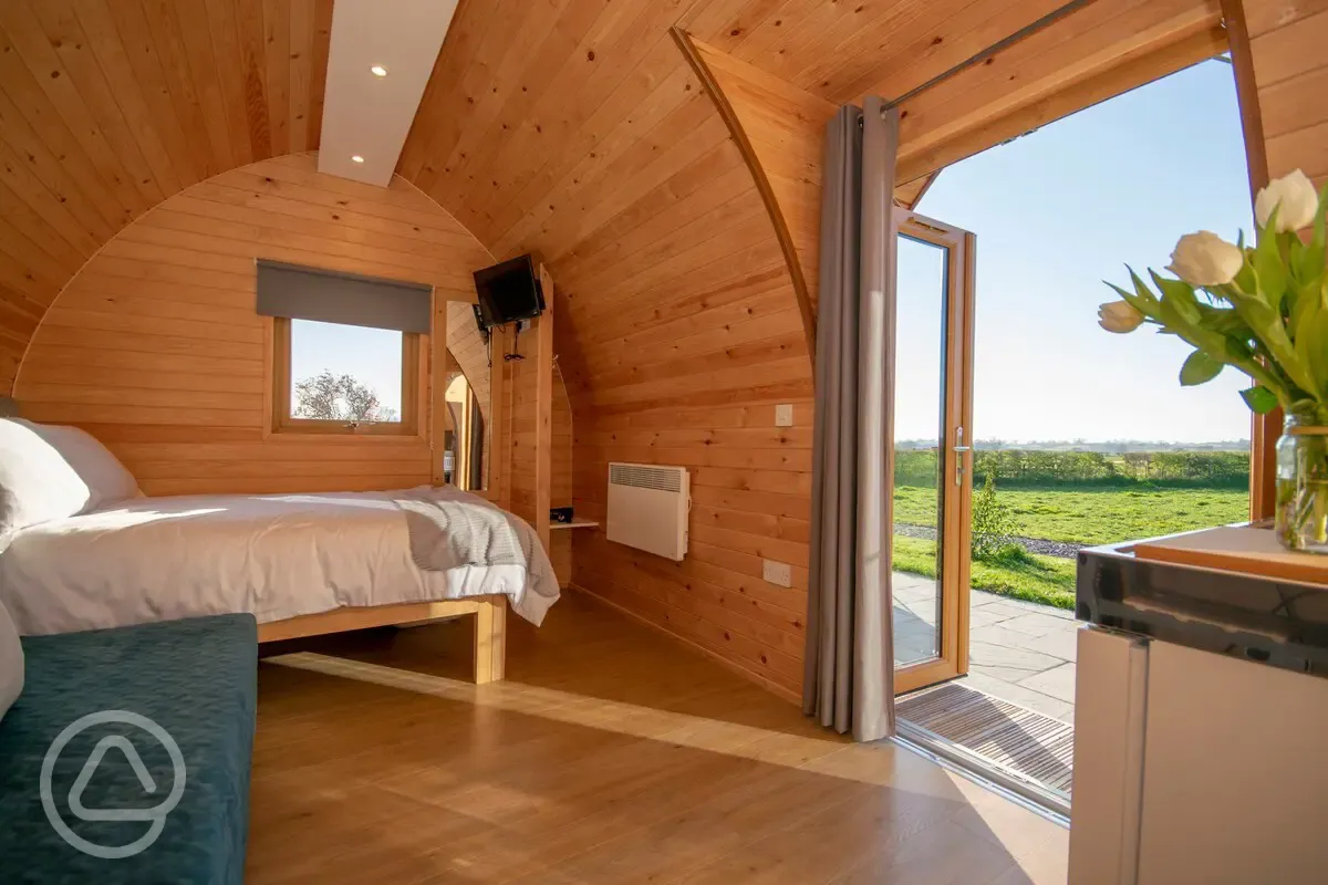 Four person glamping pod interior