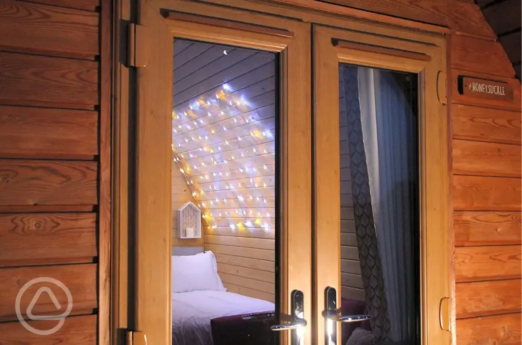 View into glamping pod