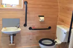 Accessible glamping pod bathroom