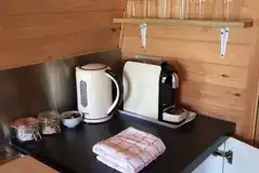 Adult only glamping pod kitchen area