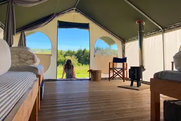 View from glamping tent