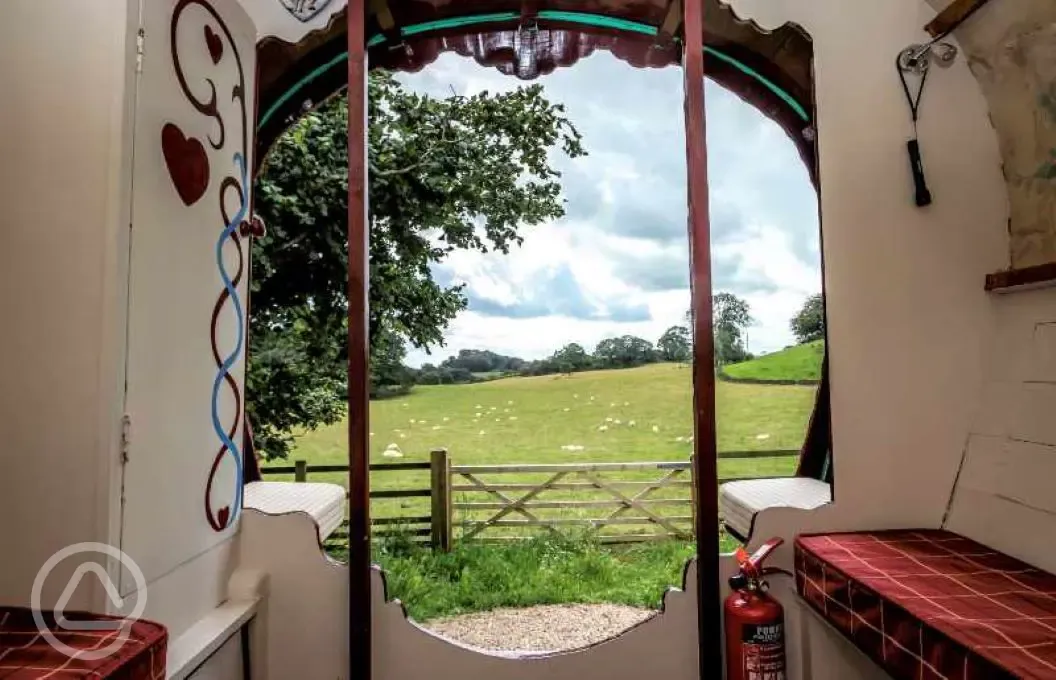 View from inside the gypsy caravan