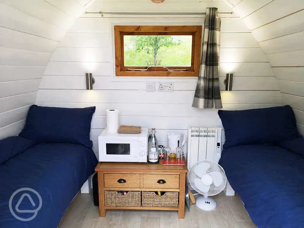 Twin bed glamping pod