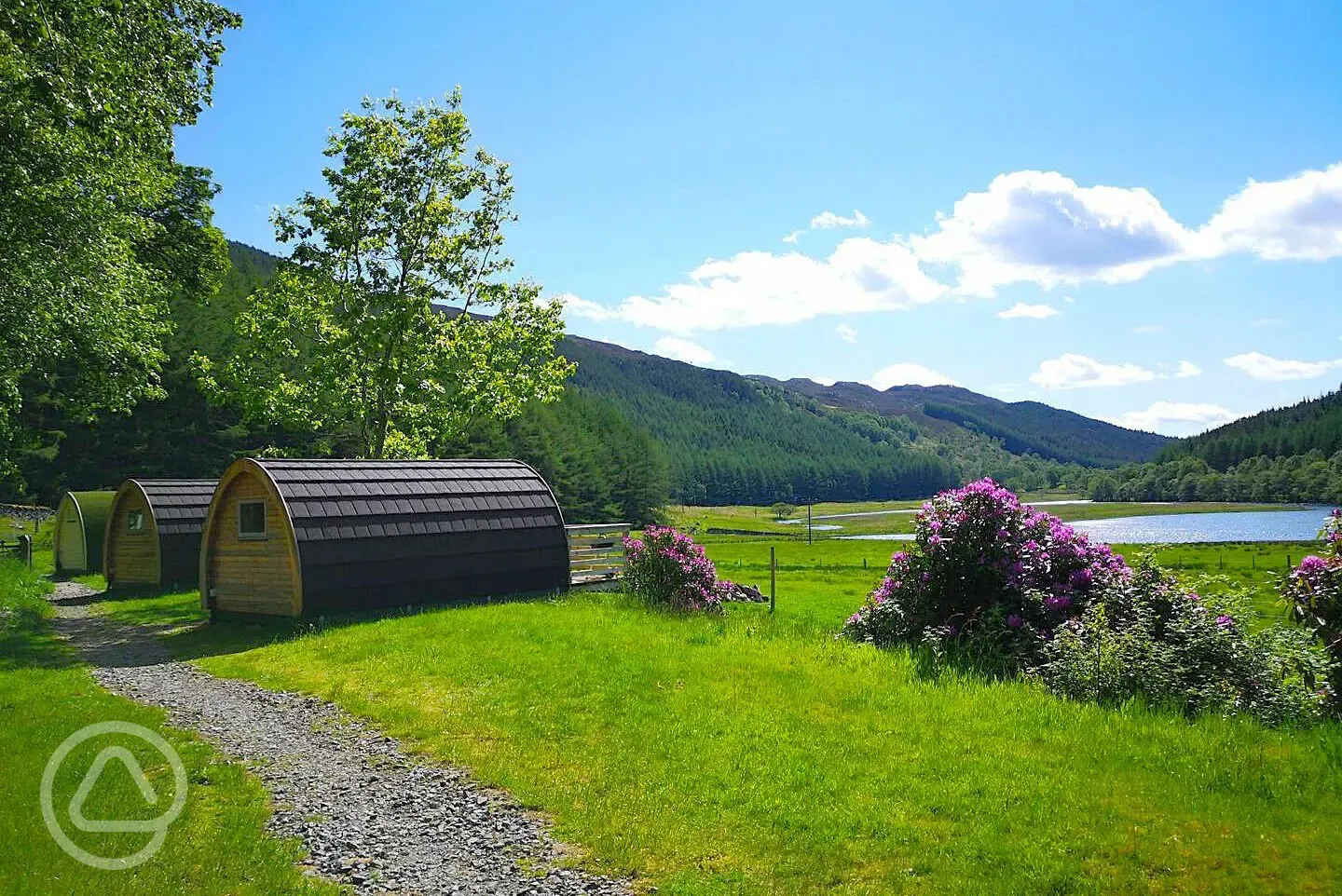 Glamping pods with Loch Craskie views