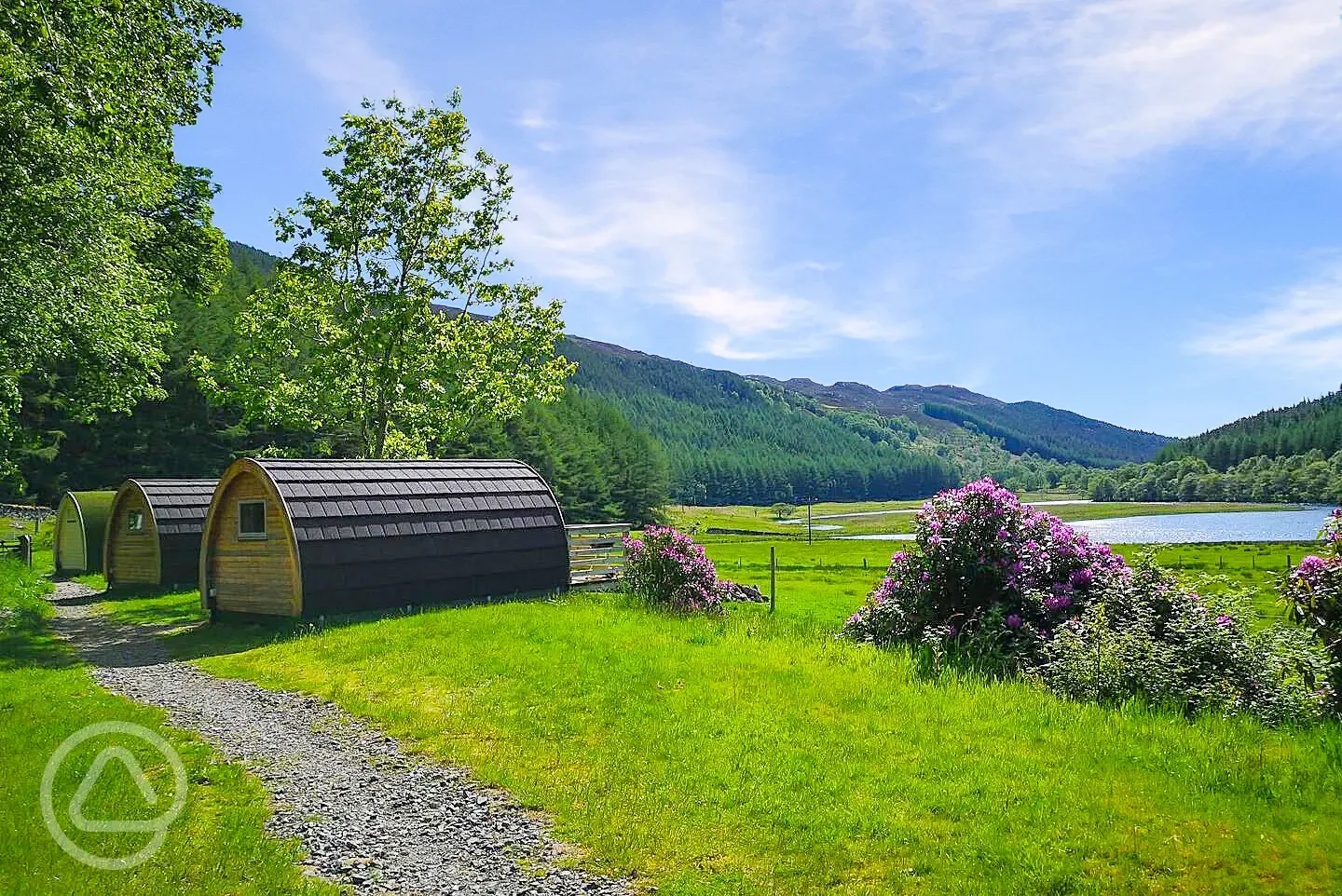 Glamping pods with Loch Craskie views