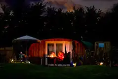 Glamping pod at night