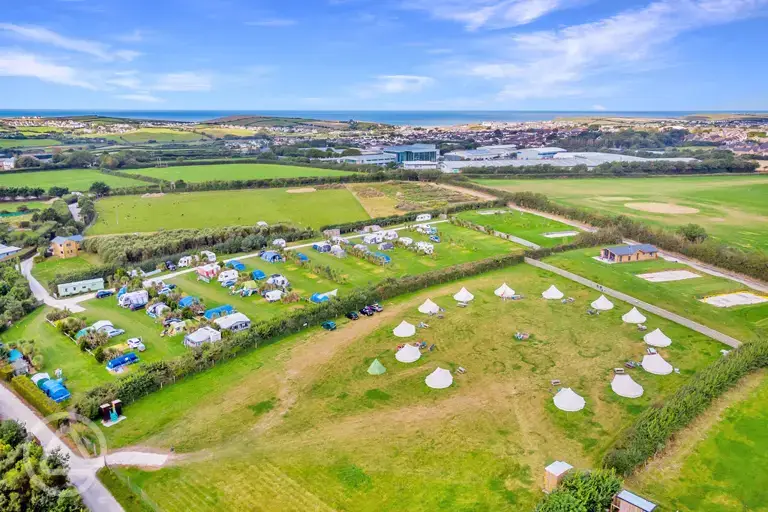Aerial of the campsite and coast