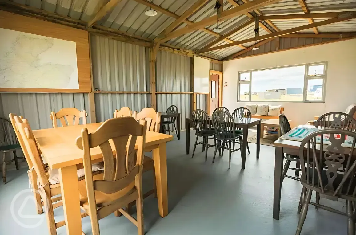 Communal bothy indoor seating area