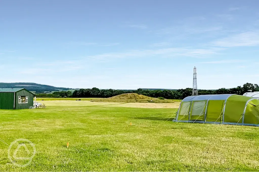 Large tent on a non electric grass pitch at Barrow Campsite Nairn