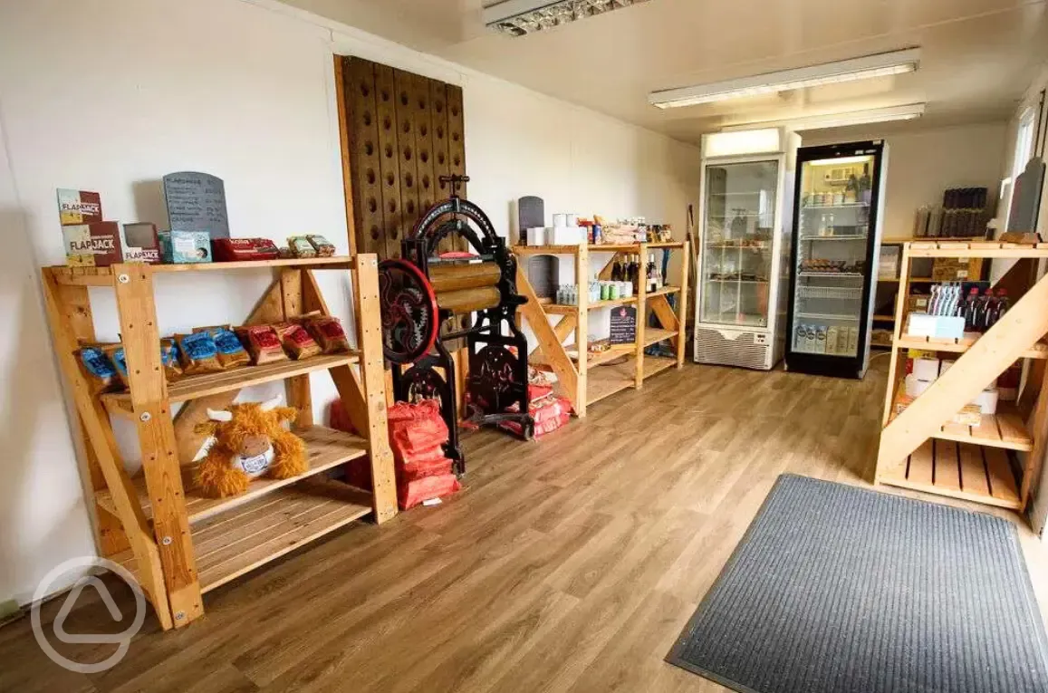 Onsite shop at Barrow Campsite, selling local produce and camping essentials