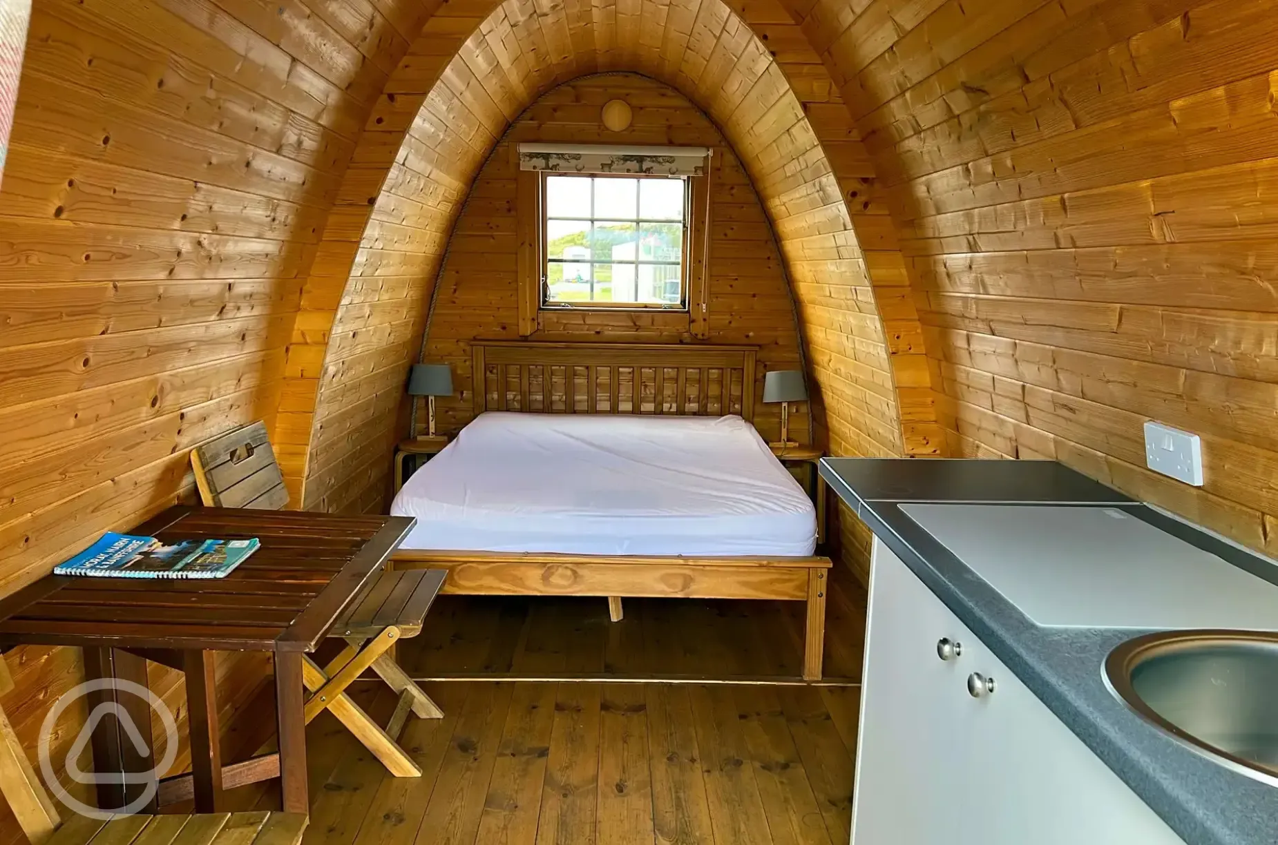 Fully insulated camping pod interior 