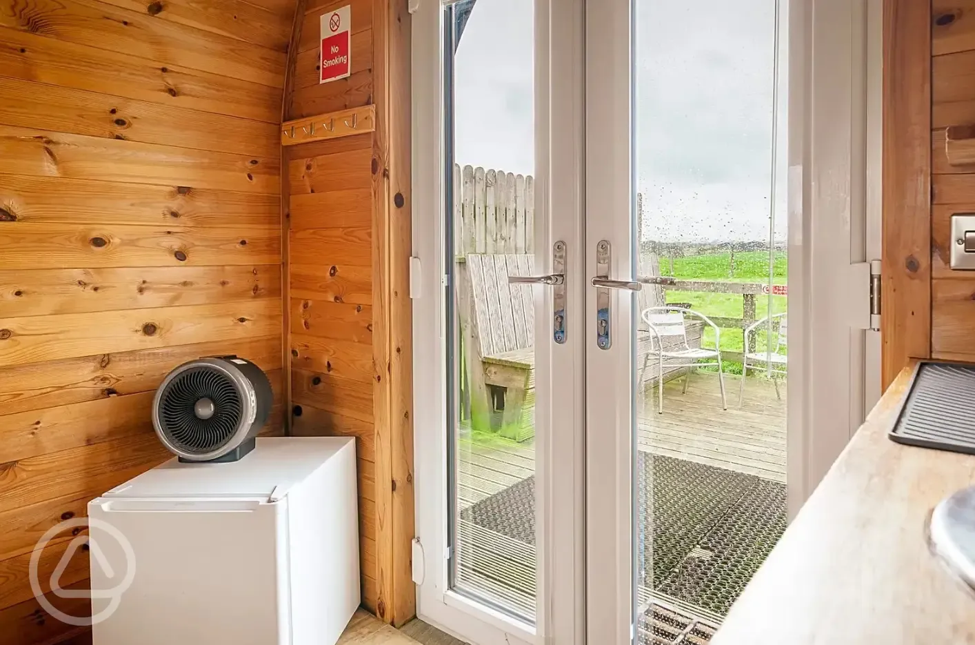 Small camping pod interior