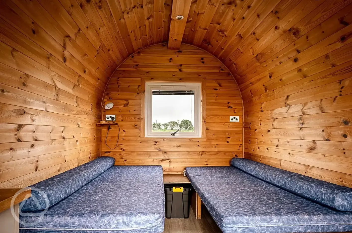 Small camping pod interior