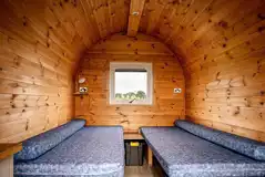 Small camping pod interior