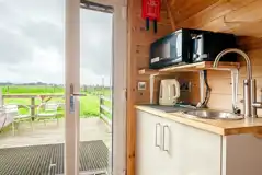 Small camping pod interior