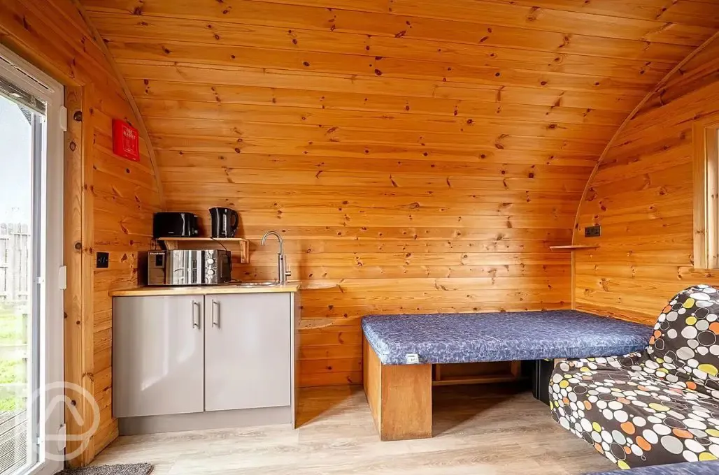 Large camping pod interior
