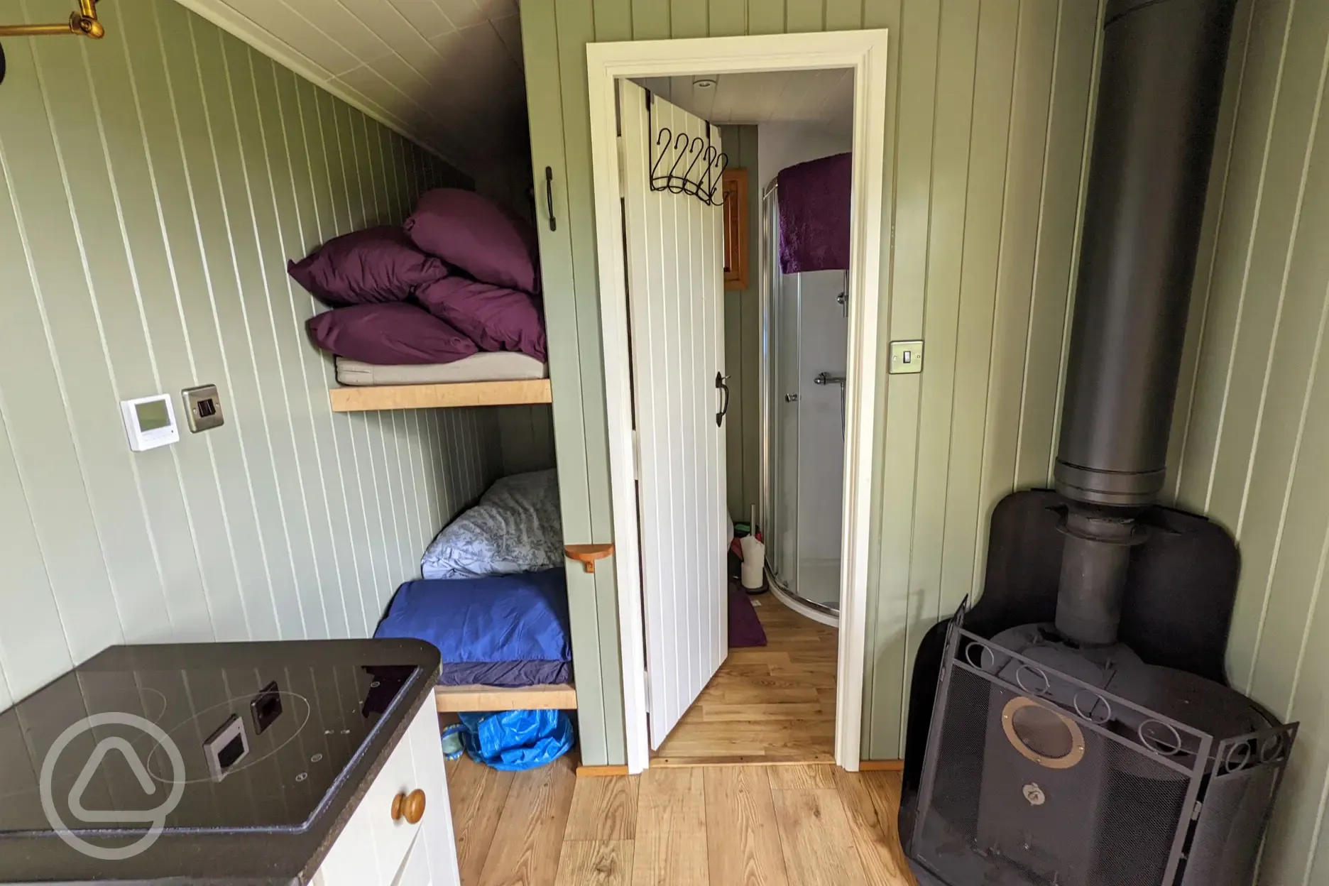 Nain hut bunk beds and bathroom June 22