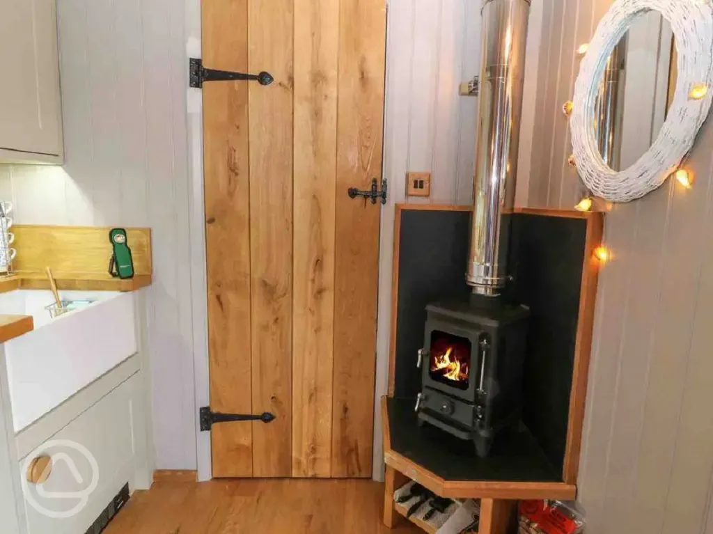 Shepherd's hut wood burner