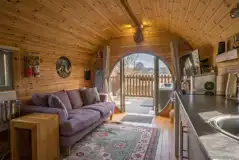 Suilven View ensuite glamping pod equipped kitchen and living room area Suilven View ensuite glamping pod equipped kitchen and living room area