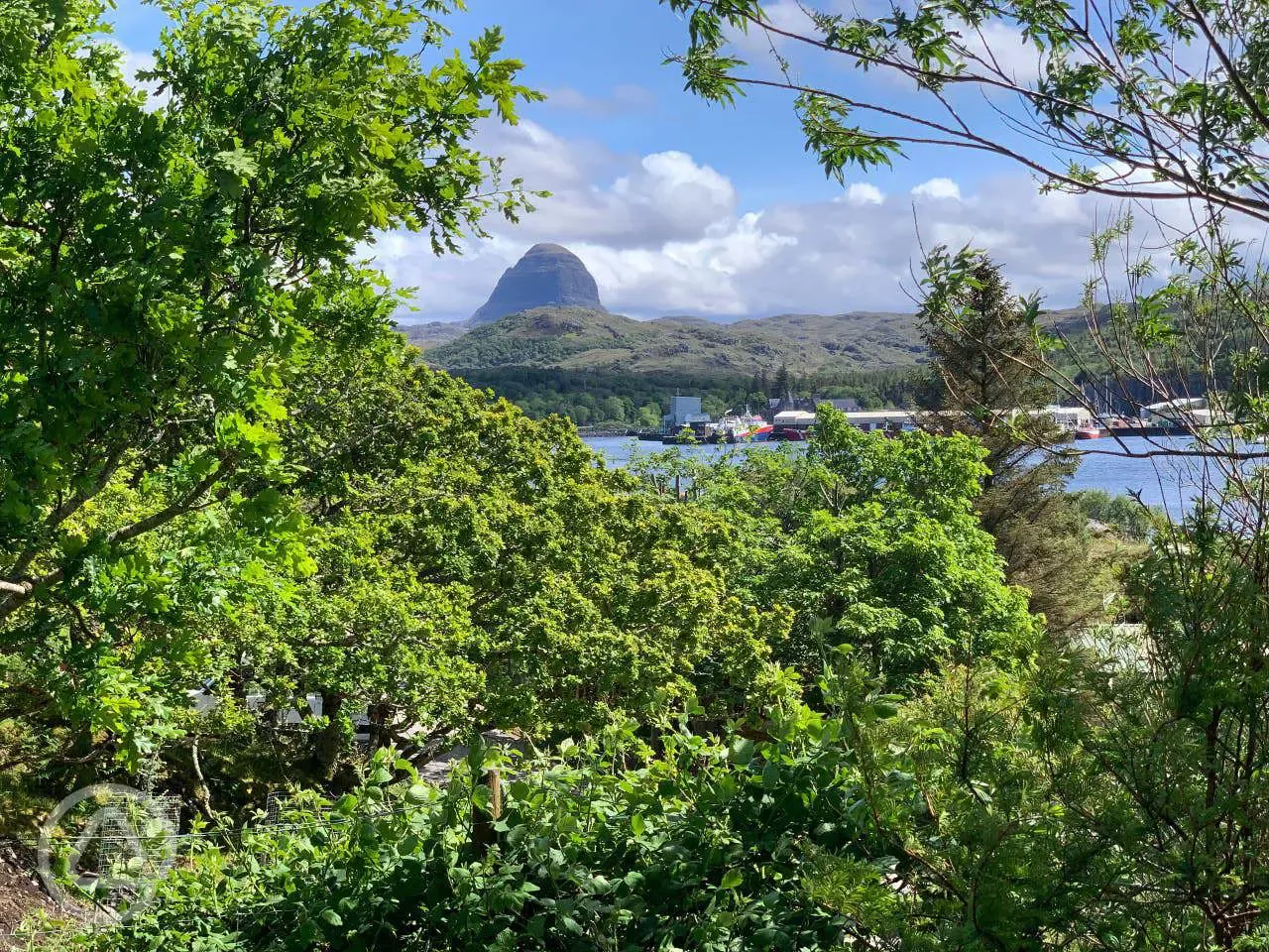 Views of Lochinver and Suilven from the pod Views of Lochinver and Suilven from the pod