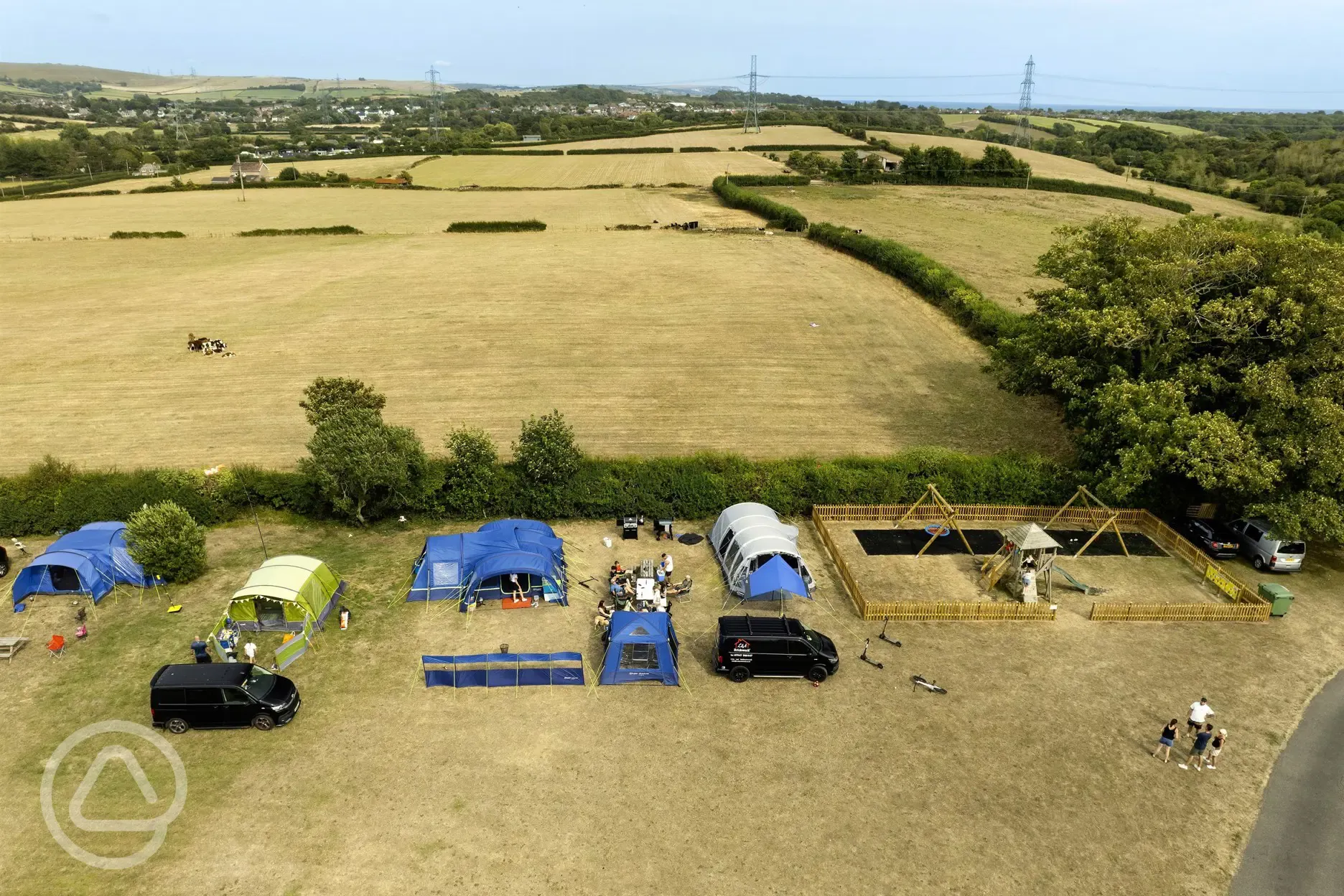 Aerial of the camping field and play park