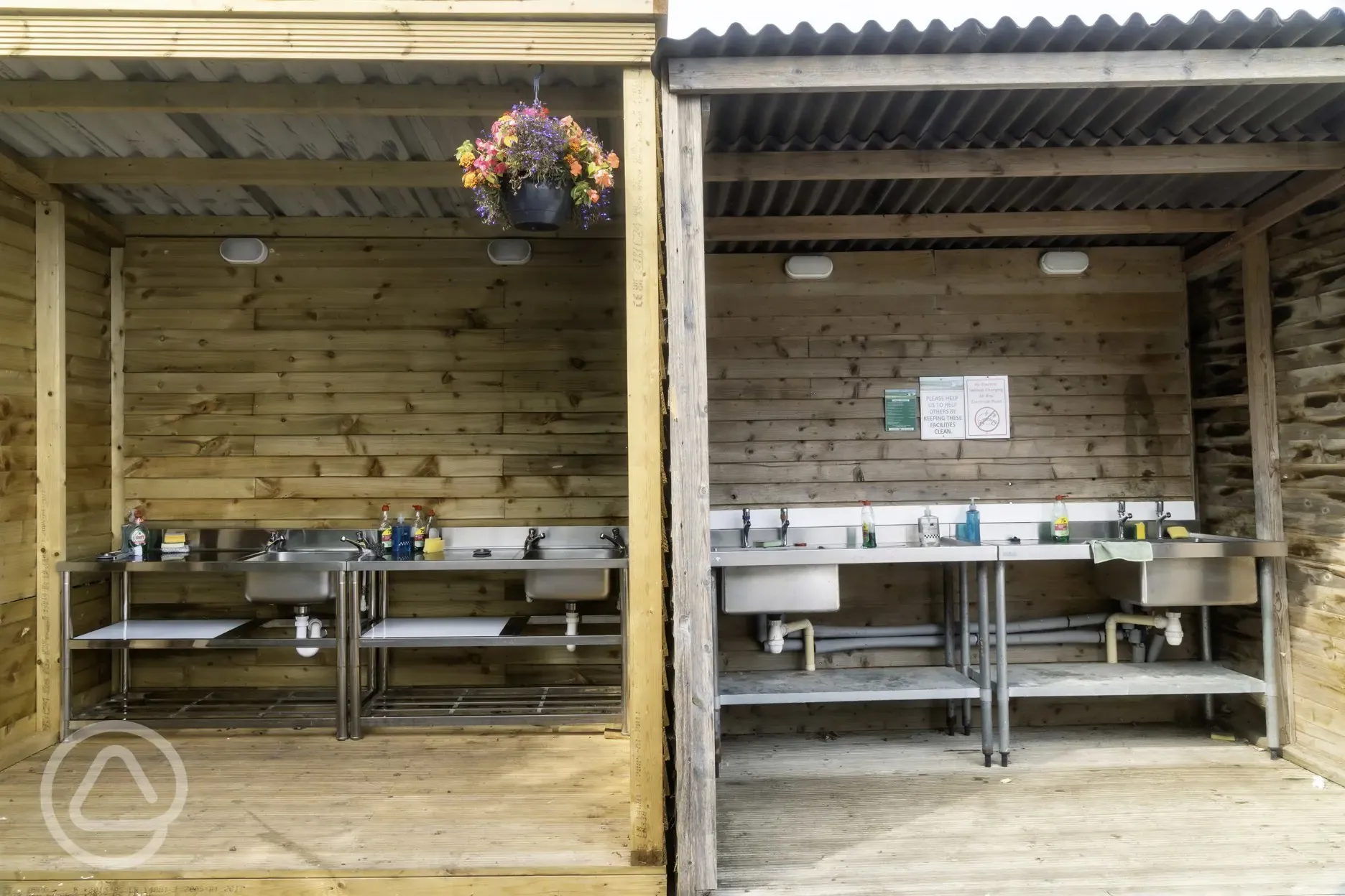 Covered washing up area