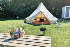 Bell tents with private outdoor areas and fire pits
