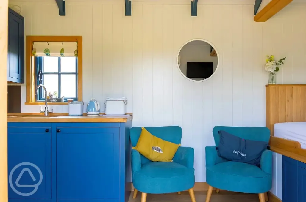 Ensuite shepherd's hut interior