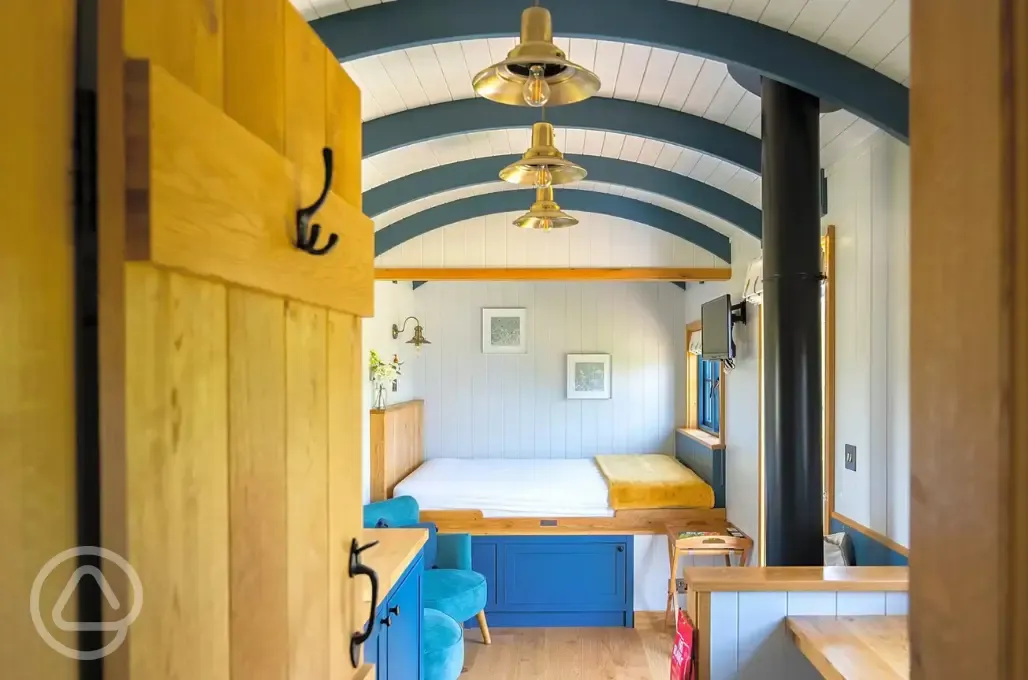 Ensuite shepherd's hut interior