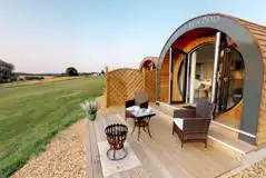 Ensuite glamping pod with private decking at New Lodge Farm