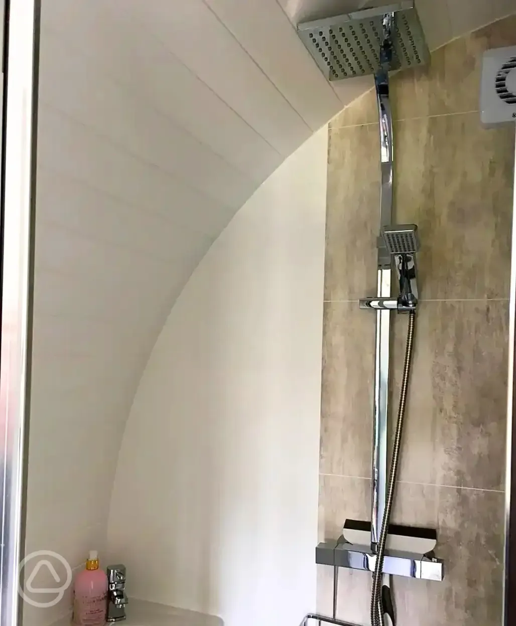 Ensuite glamping pod shower