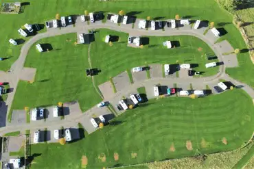 Bird's eye view of the pitches at New Lodge Farm
