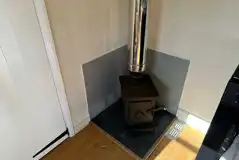 The Fox's Den shepherd's hut wood burner