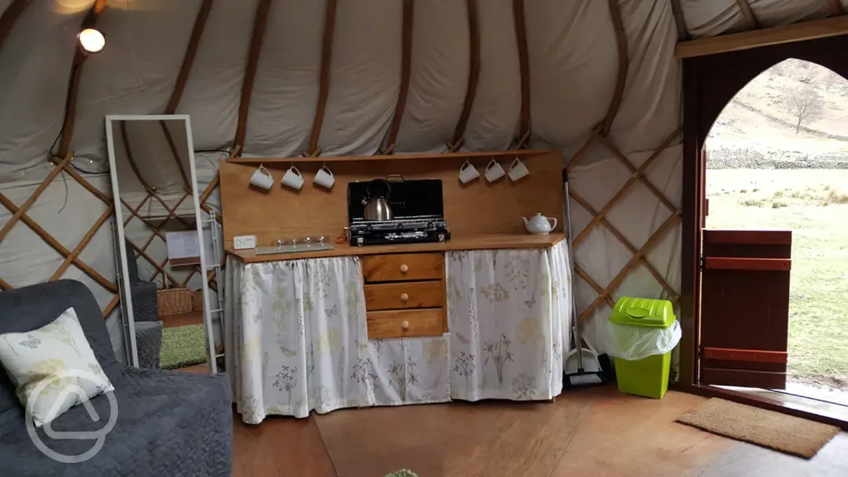 Interior yurt furnishings