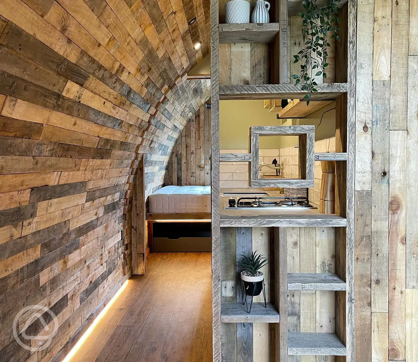 Luxury glamping pod interior