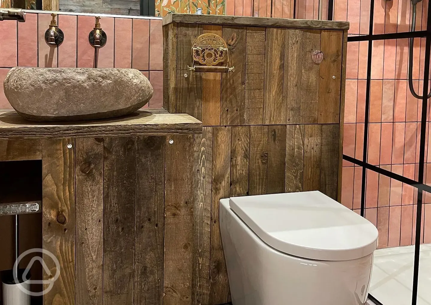 Luxury glamping pod bathroom