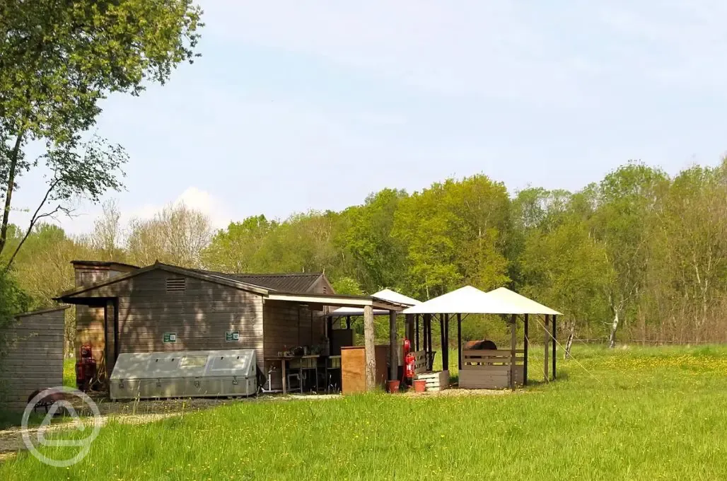 Camping toilets and kitchen block